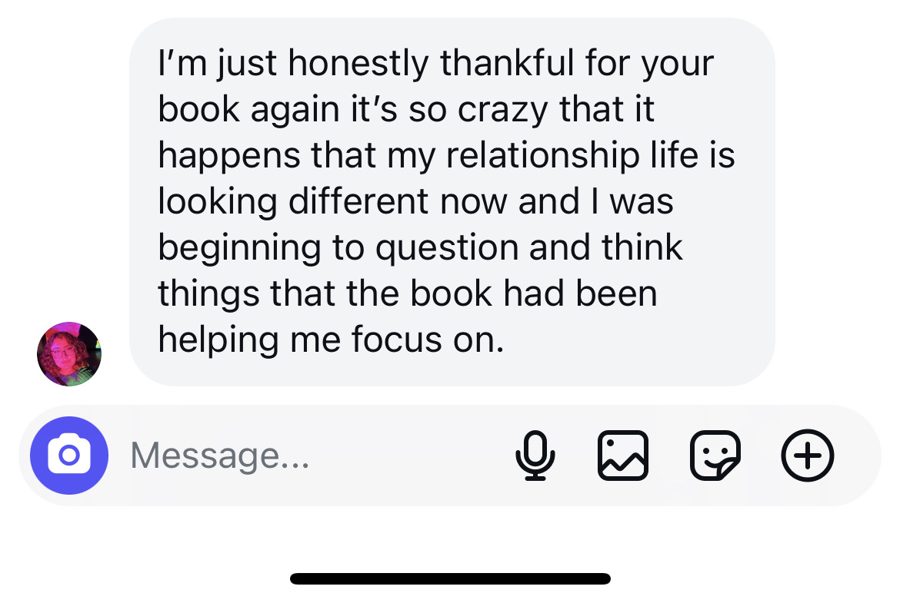 Reader message about the book